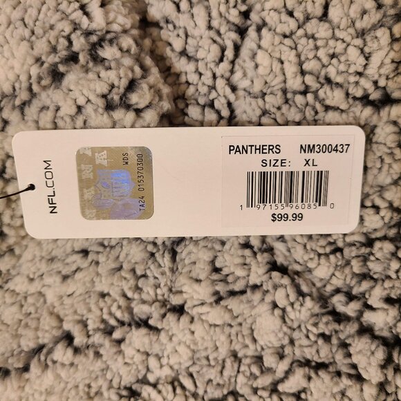 CAROLINA PANTHERS Gray Sherpa Quarter-Zip Pullover -XL - Picture 6 of 6